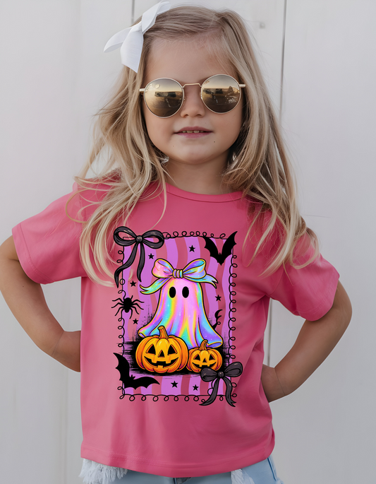 Iridescent Ghost with pumpkins T-shirt