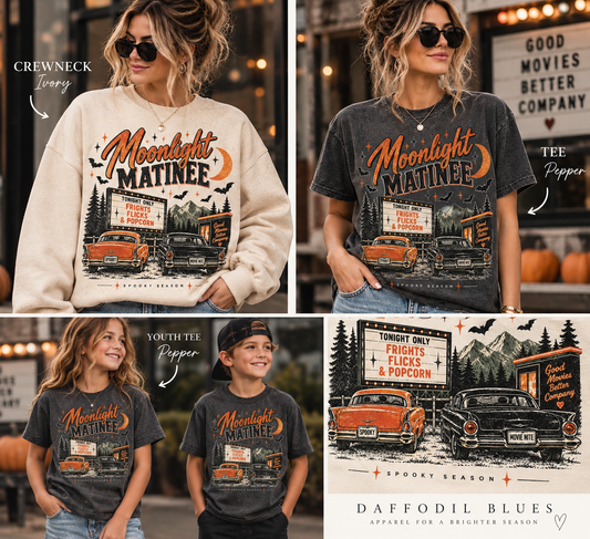 Moonlight Matinee | Halloween Crewneck & Tee